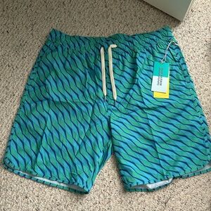 Mens Fair Harbor Swim Trunks in Blue and Green. New in bag - with tags.